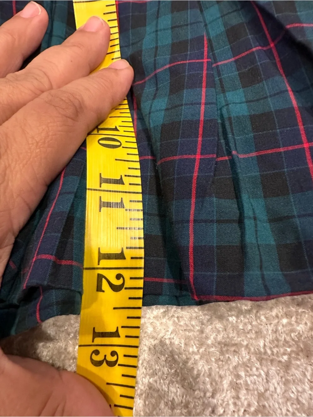 Pleated Tartan Mini Skirt - Green Plaid